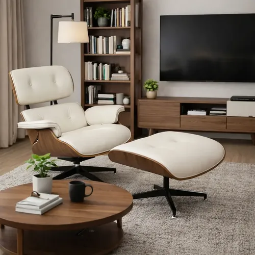 Sillón Miller Eames Lounge C/ Apoya Pies Eco Cuero