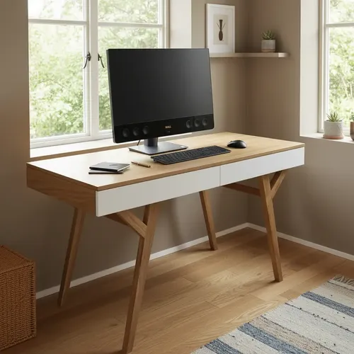 Escritorio Nórdico - 130 Cm - Madera Petiribí- Diseño Y