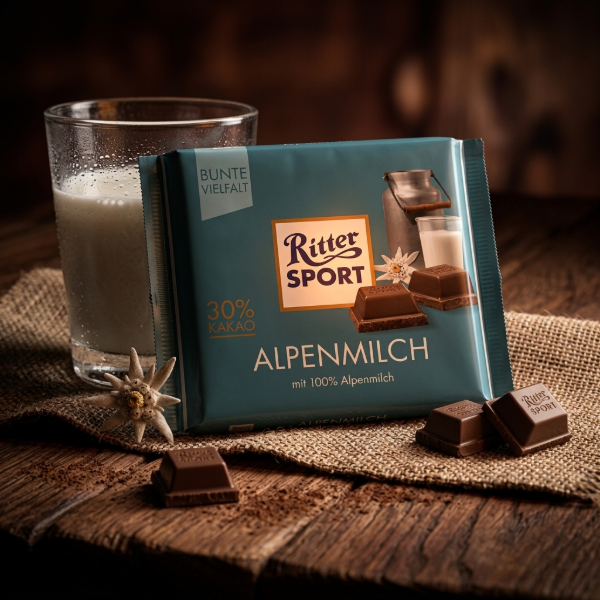 Ritter Sport Chocolate Con Leche de los Alpes x 100 gr